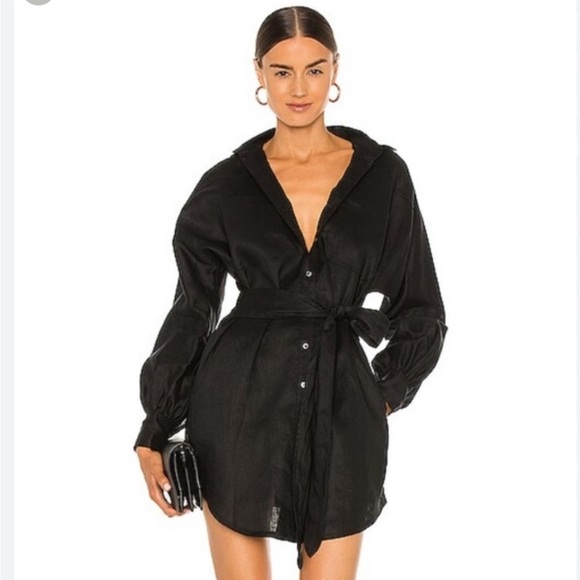 Marissa Webb Emerson Linen Dress - Black - Picture 3 of 4